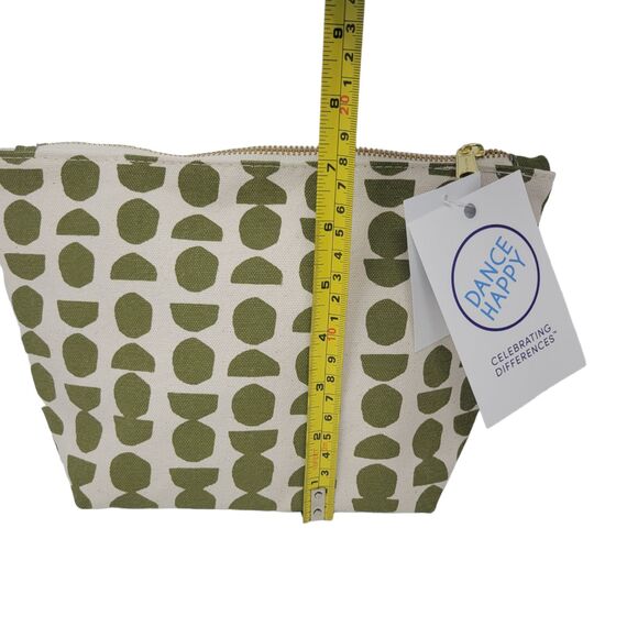 Dance Happy Geometric Print Canvas Zip Pouch Bag Army Green NEW MSRP $48 - Picture 8 of 10